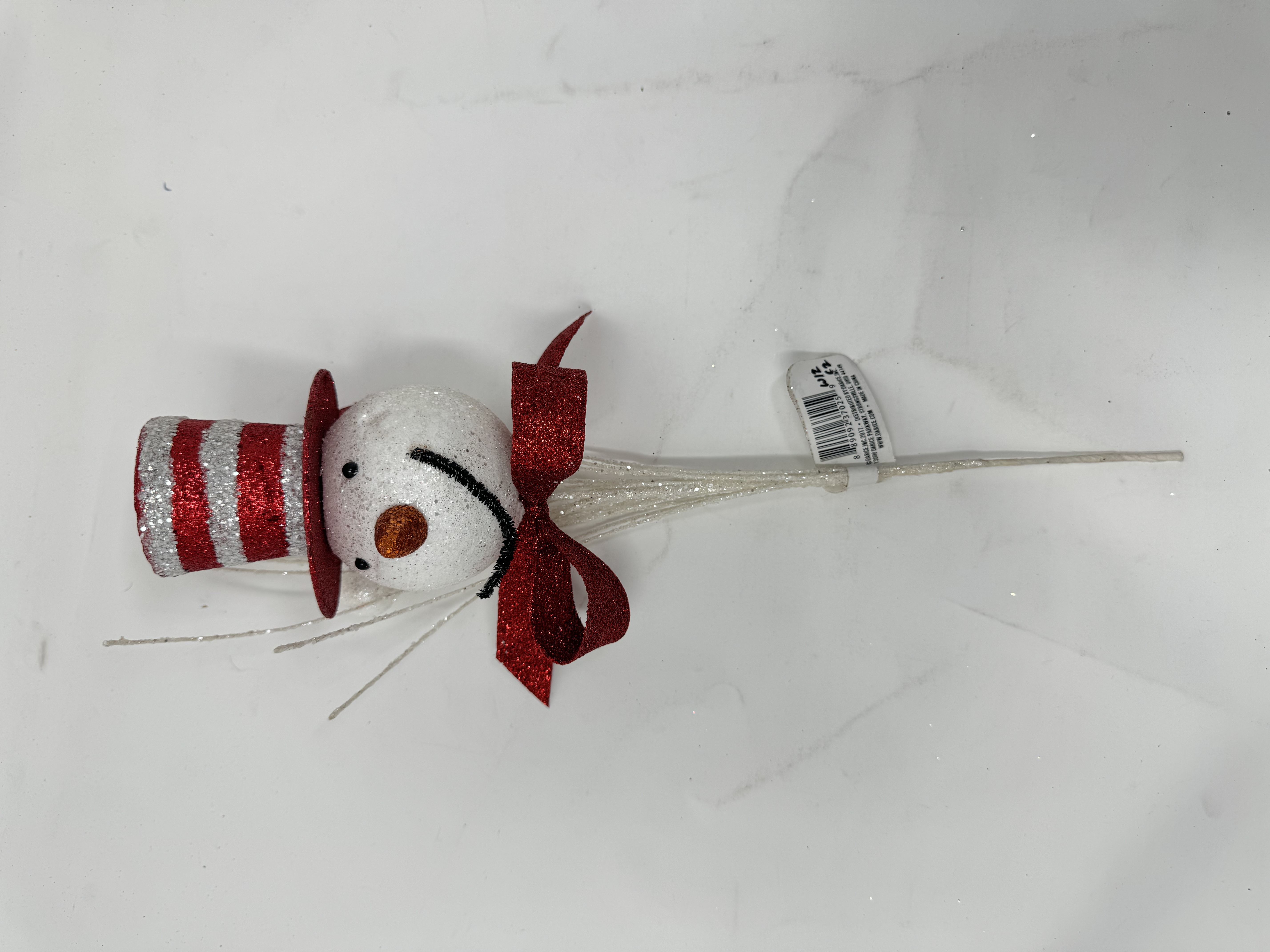 Darice Christmas Pick Snowman White 12 Inches - Picture 1 of 1
